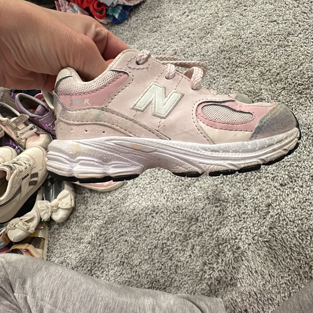 New Balance Kids' Light Pink and White Sneakers